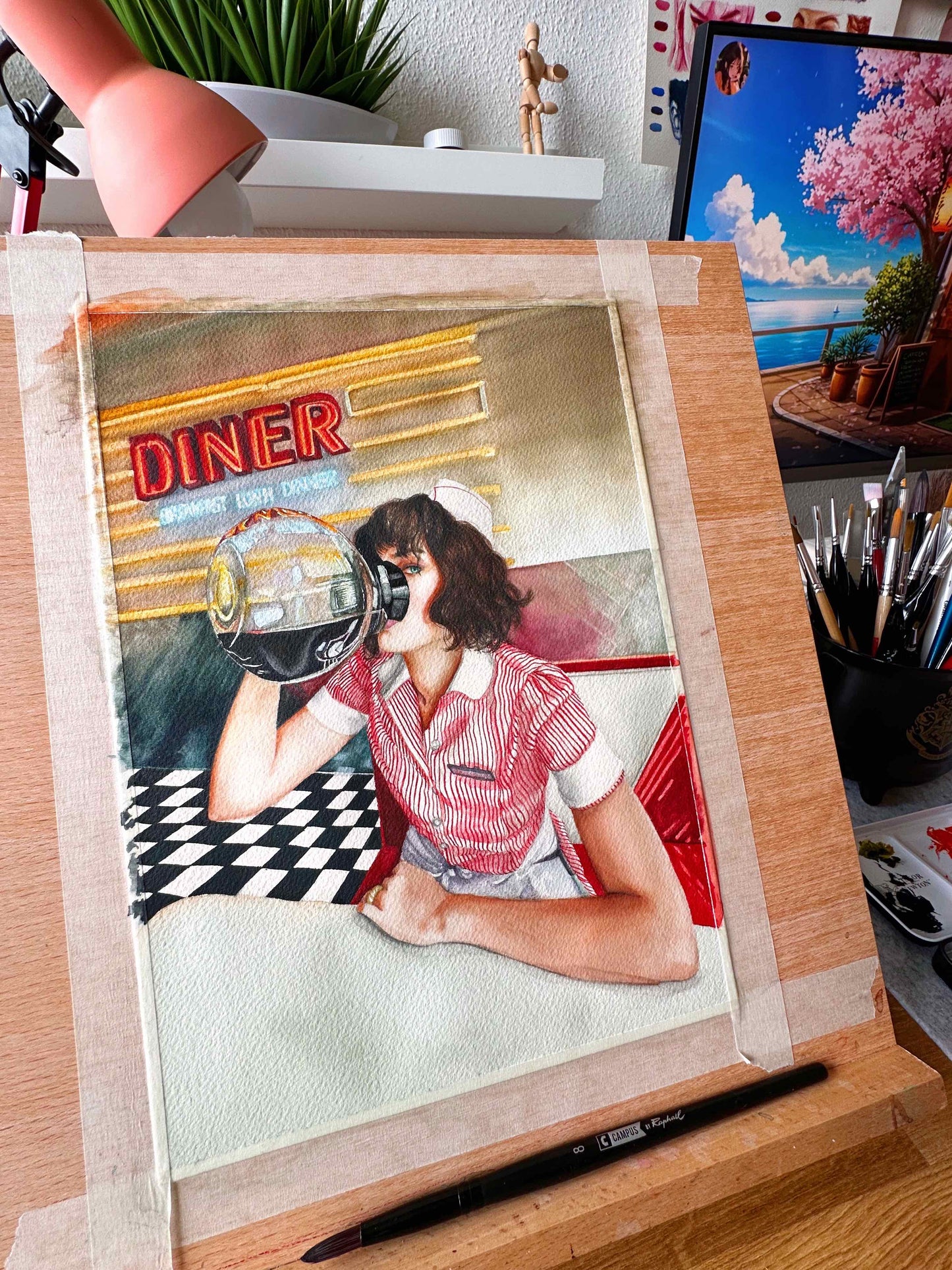 Stillness at the Diner - Original Artwork